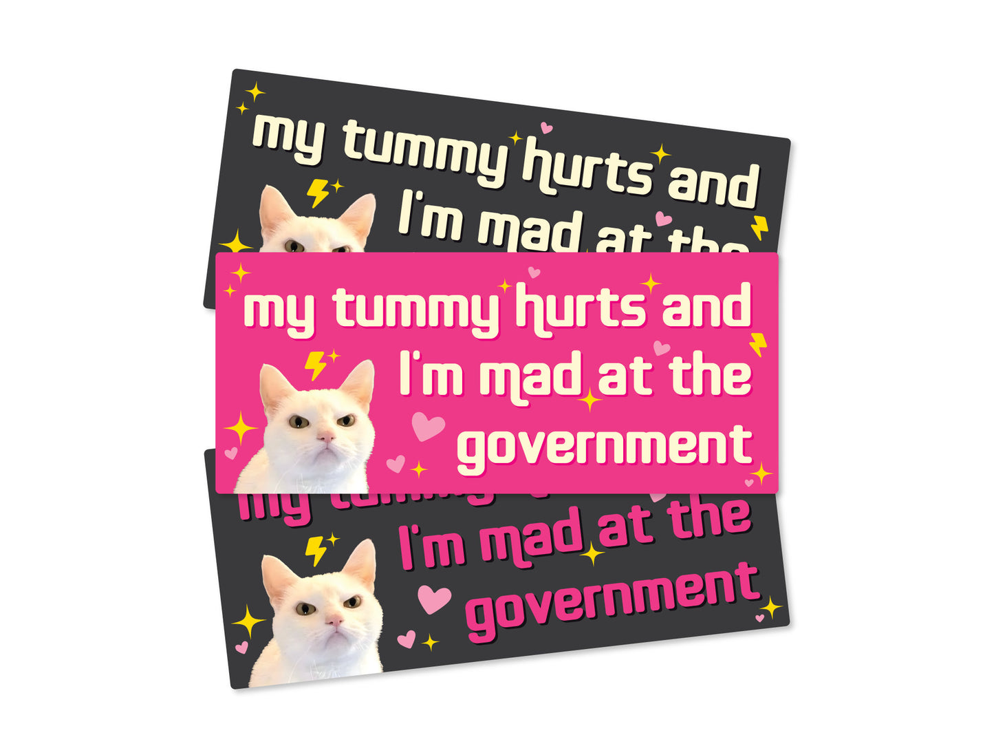 My Tummy Hurts and I'm Mad at the Government Funny 7" Bumper Sticker or Magnet