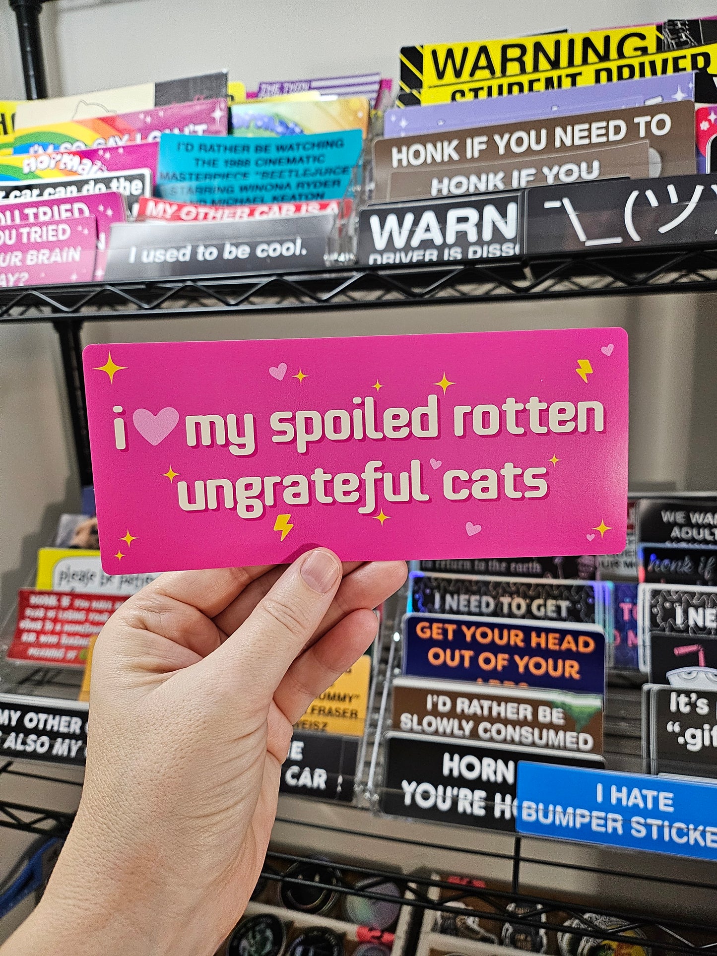 I Love My Spoiled Rotten Ungrateful Cats 7" Funny Bumper Sticker