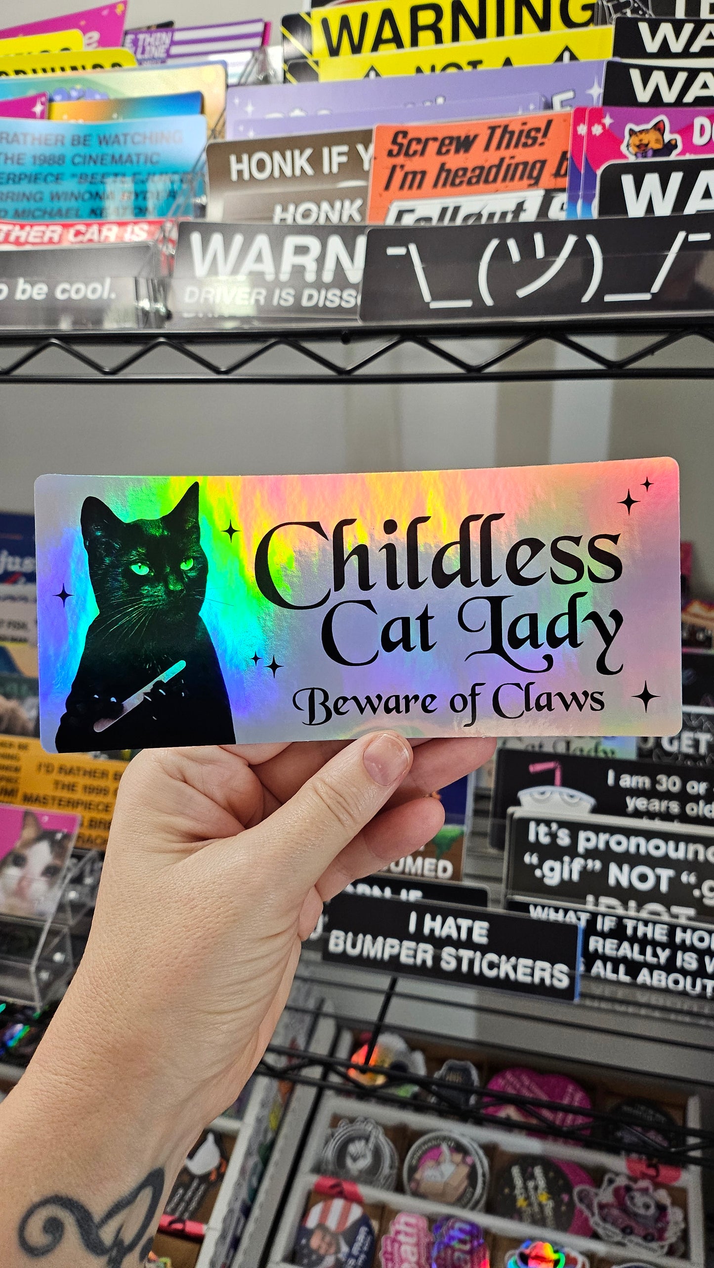 Childless Cat Lady 9" Funny Bumper Sticker