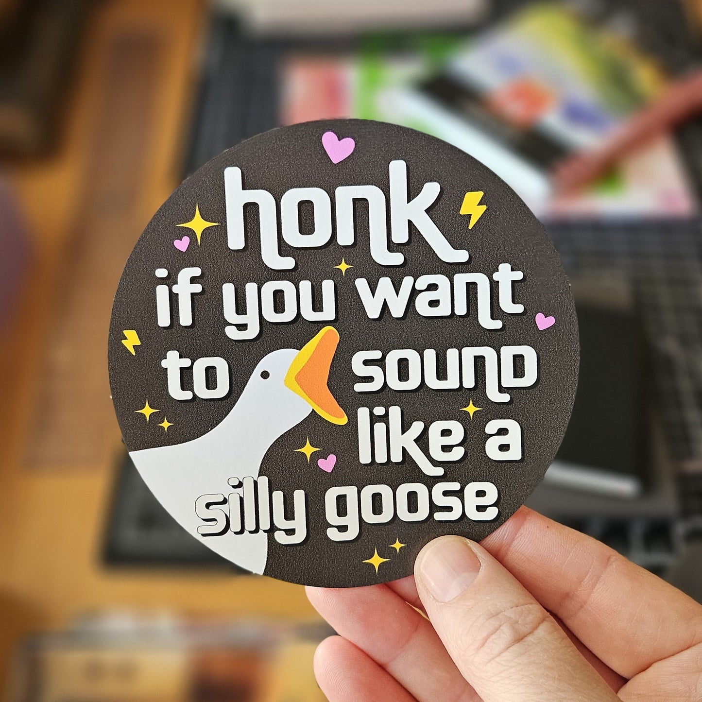 Silly Goose 4" Round Funny Sticker