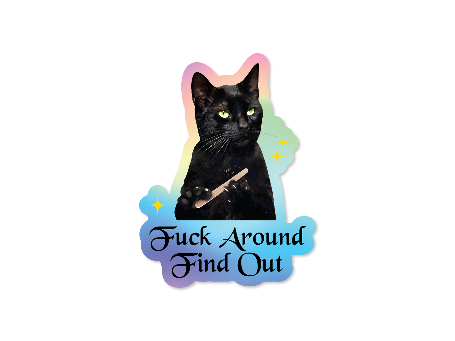 Fuck Around and Find Out Cat 3" Funny Sticker