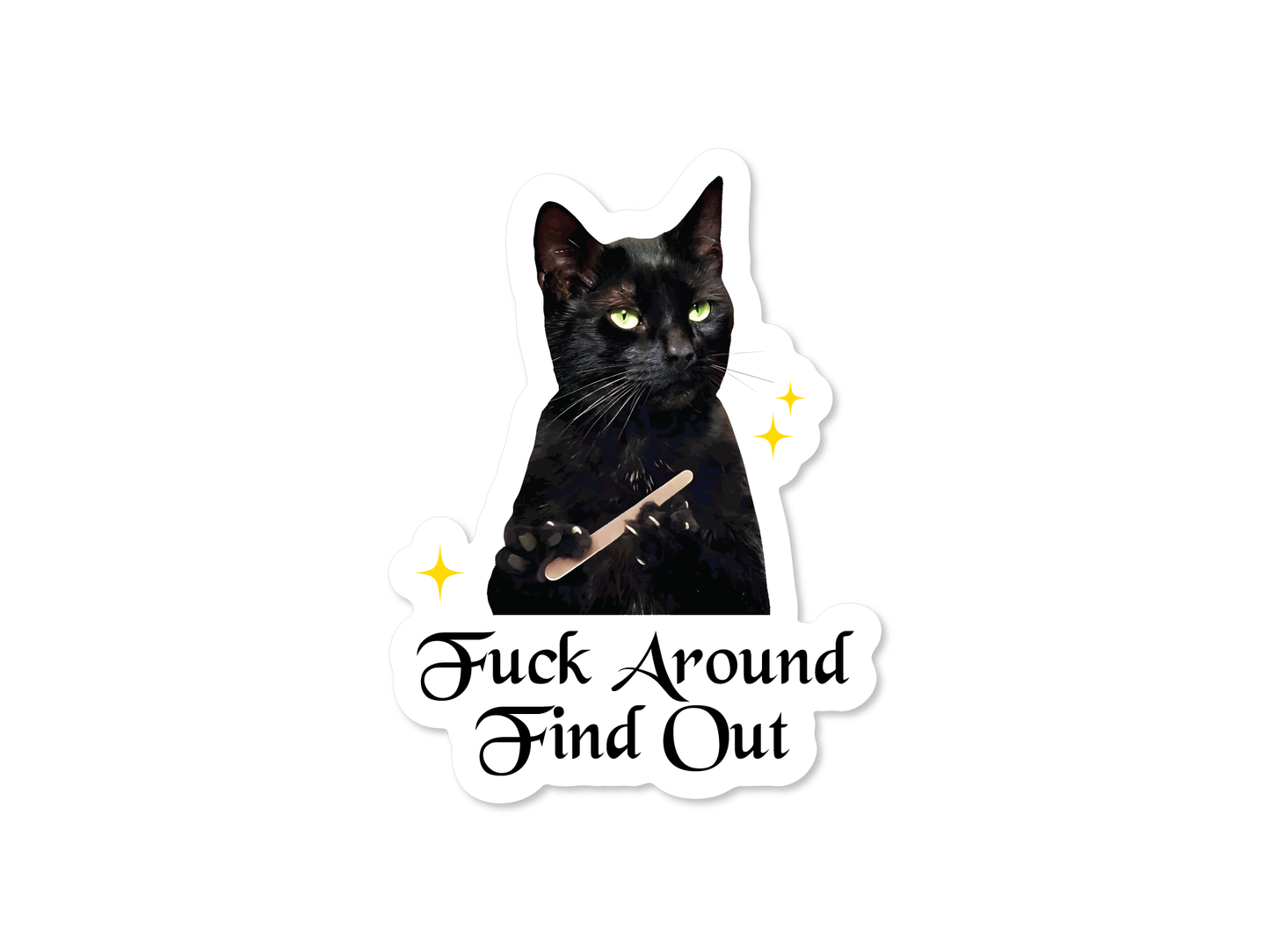 Fuck Around and Find Out Cat 3" Funny Sticker