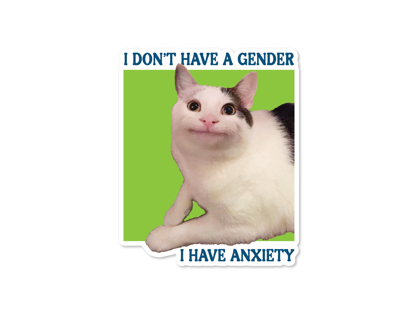 I Don’t Have a Gender, I Have Anxiety Cat 3" Funny Sticker