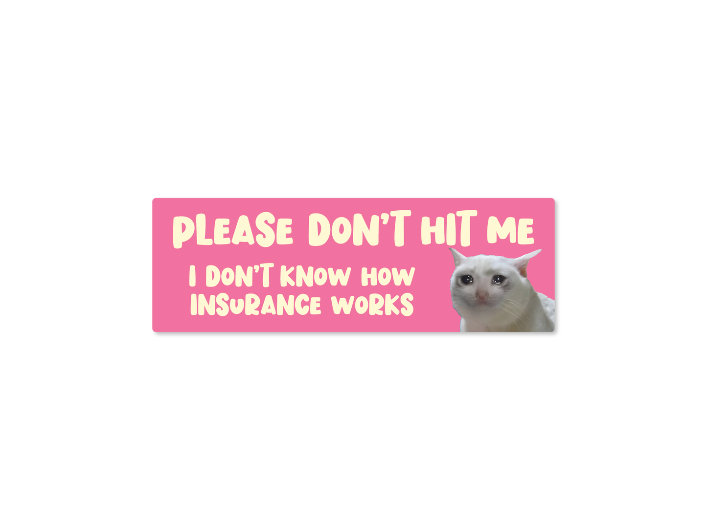 Please Don’t Hit Me, I Don’t Know How Insurance Works Cat Funny Bumper Sticker or Magnet (Copy)