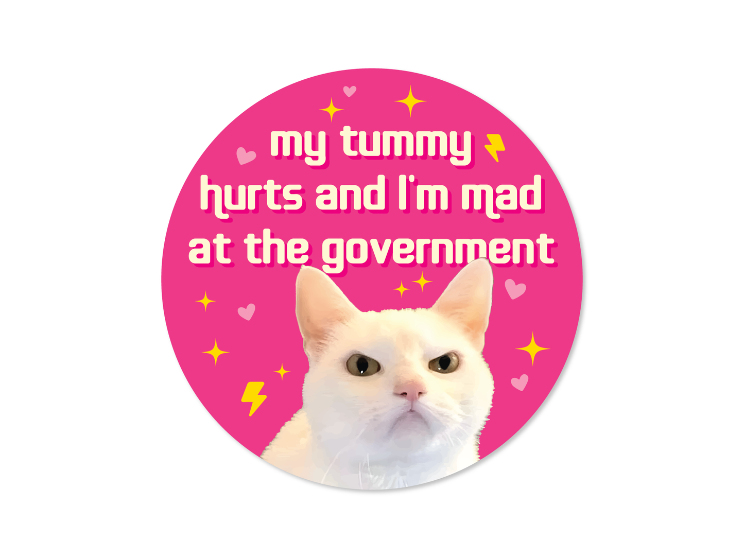 My Tummy Hurts and I'm Mad at the Government Round Funny Sticker