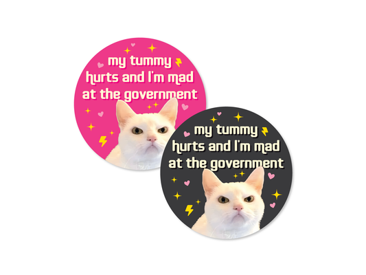 My Tummy Hurts and I'm Mad at the Government Round Funny Sticker